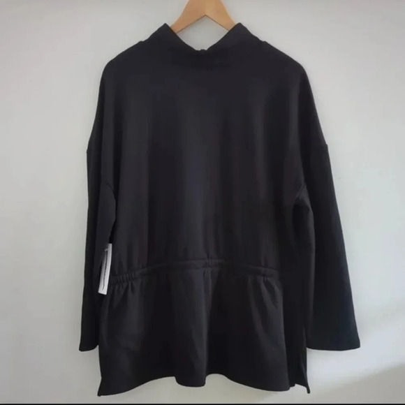 LIZ CLAIBORNE | Women's Black Cowl Neck Drawstring  Fleece Sweater - Picture 4 of 5